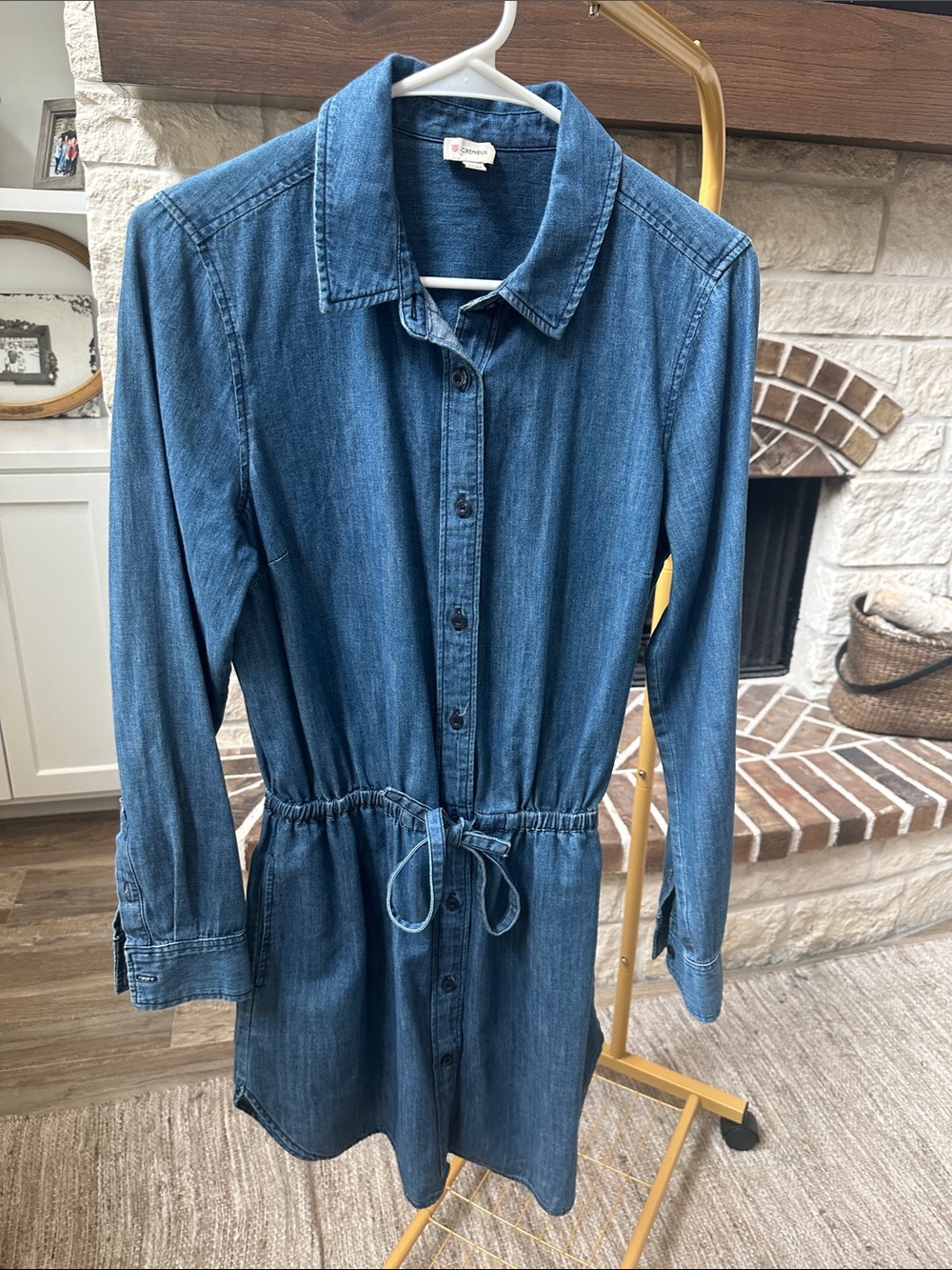 Daniel Cremieux Blue Denim Button-Front Shirt Dress with Tie Waist